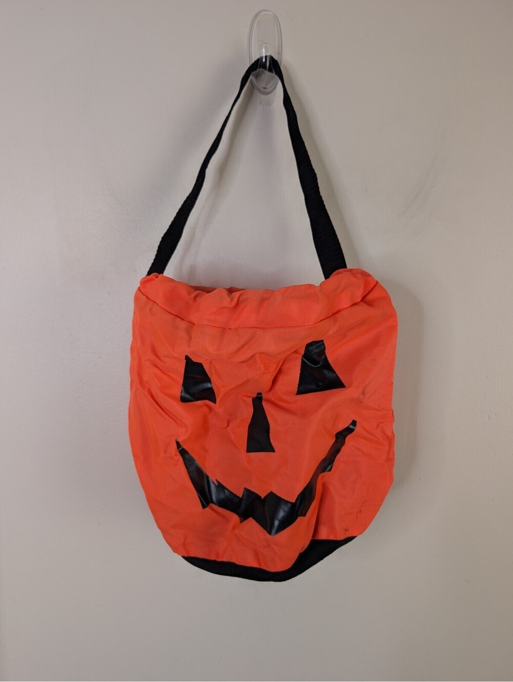 Vintage Pumpkin Halloween Candy Bag Jack-o'-lantern Trick Or Treat Orange 10"